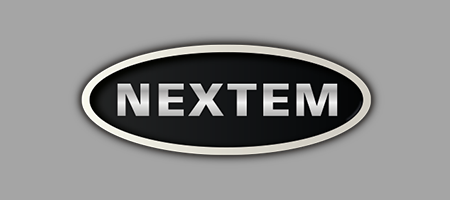 logotipo nextem sobre fondo gris